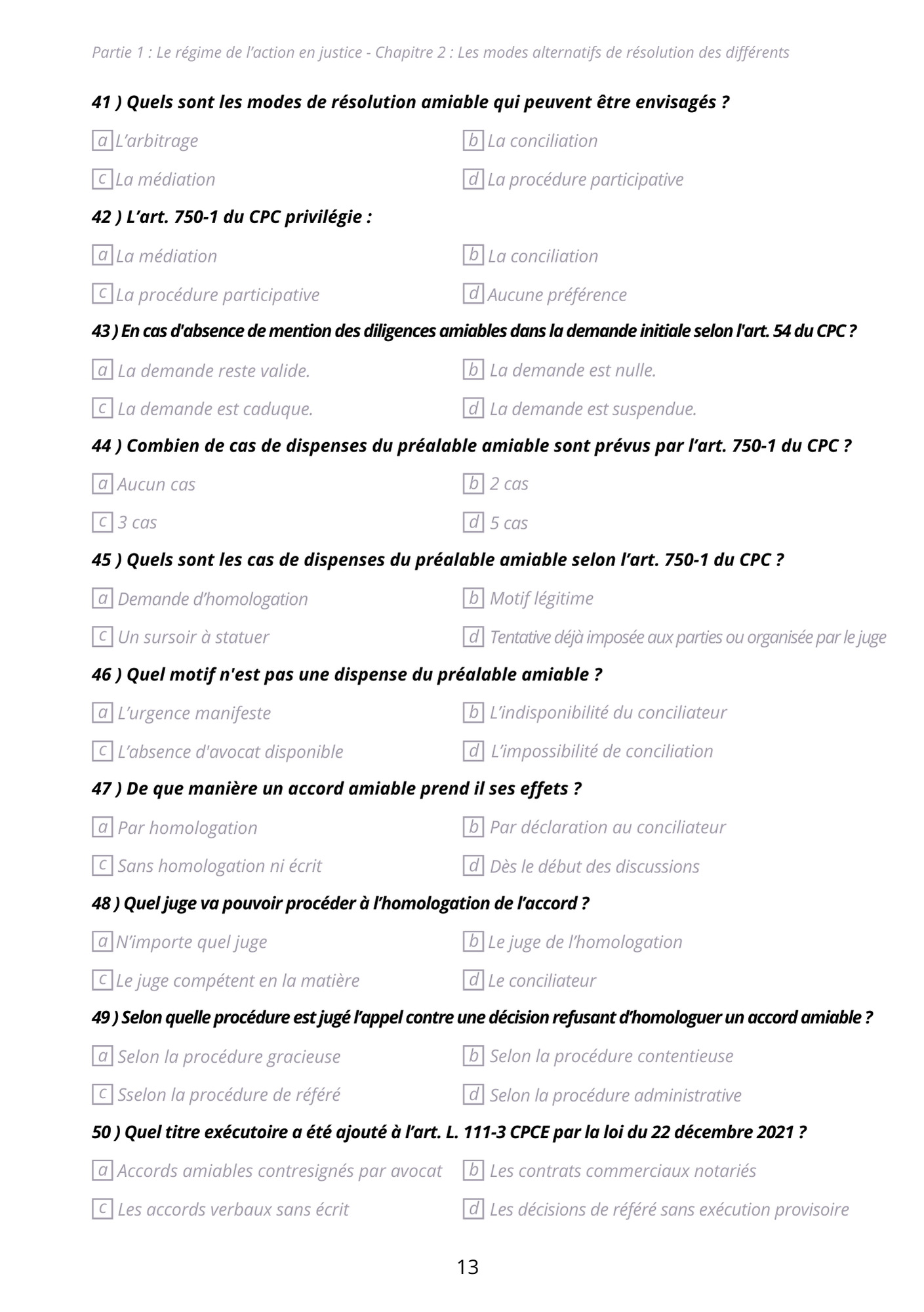Manuel 1000 QCM Procédure Civile + correction détaillée (à jour 2025)