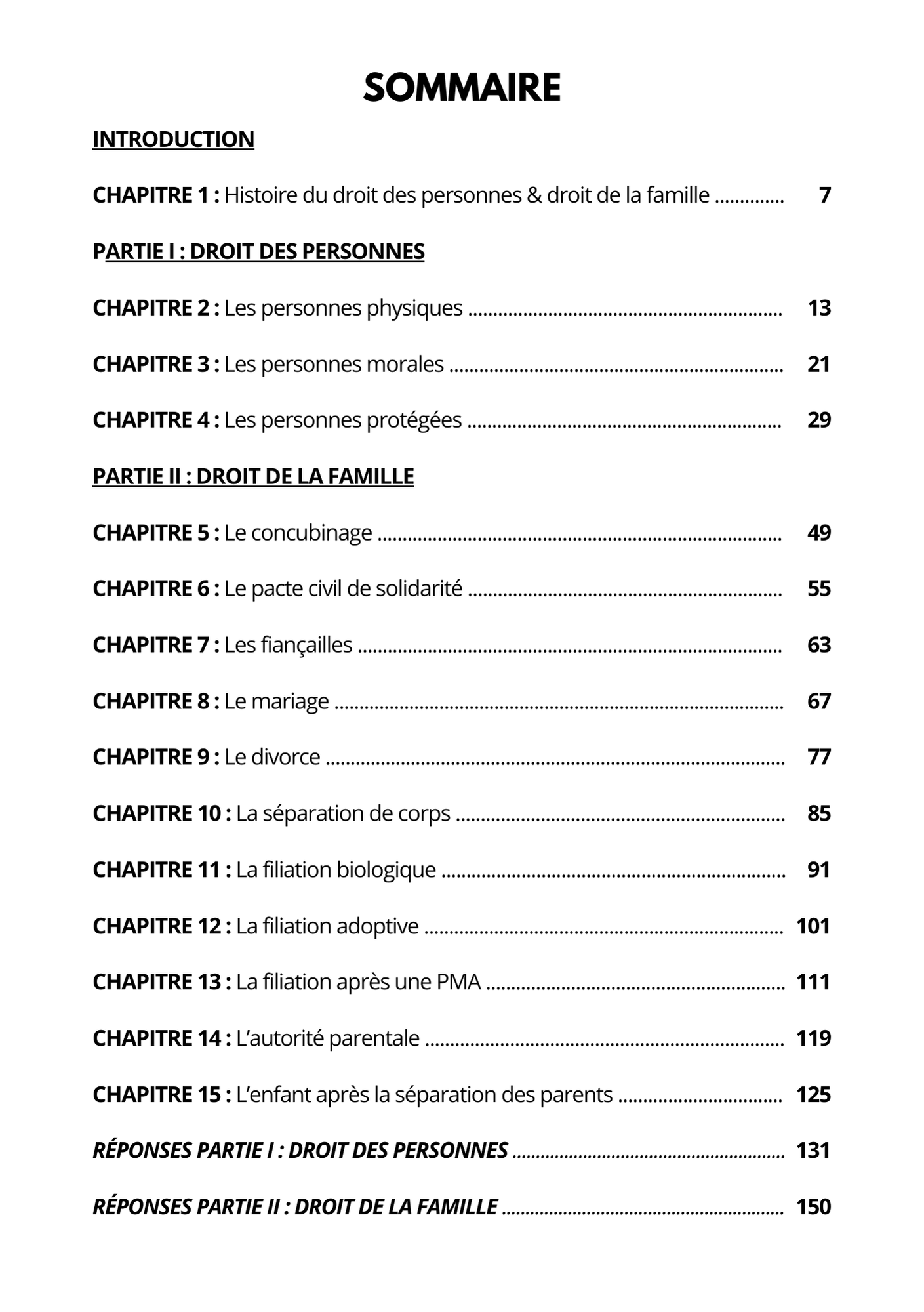 Manuel 1000 QCM Droit de la famille - Droit des personnes + correction détaillée
