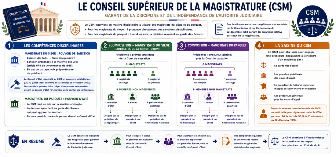 Quel est le rôle disciplinaire du Conseil supérieur de la magistrature (CSM) ?
