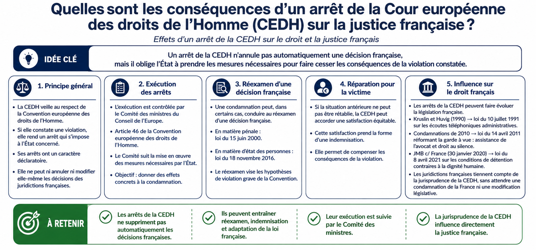 Quelles sont les conséquences d'un arrêt de la Cour européenne des droits de l'Homme (CEDH) sur la justice française ?