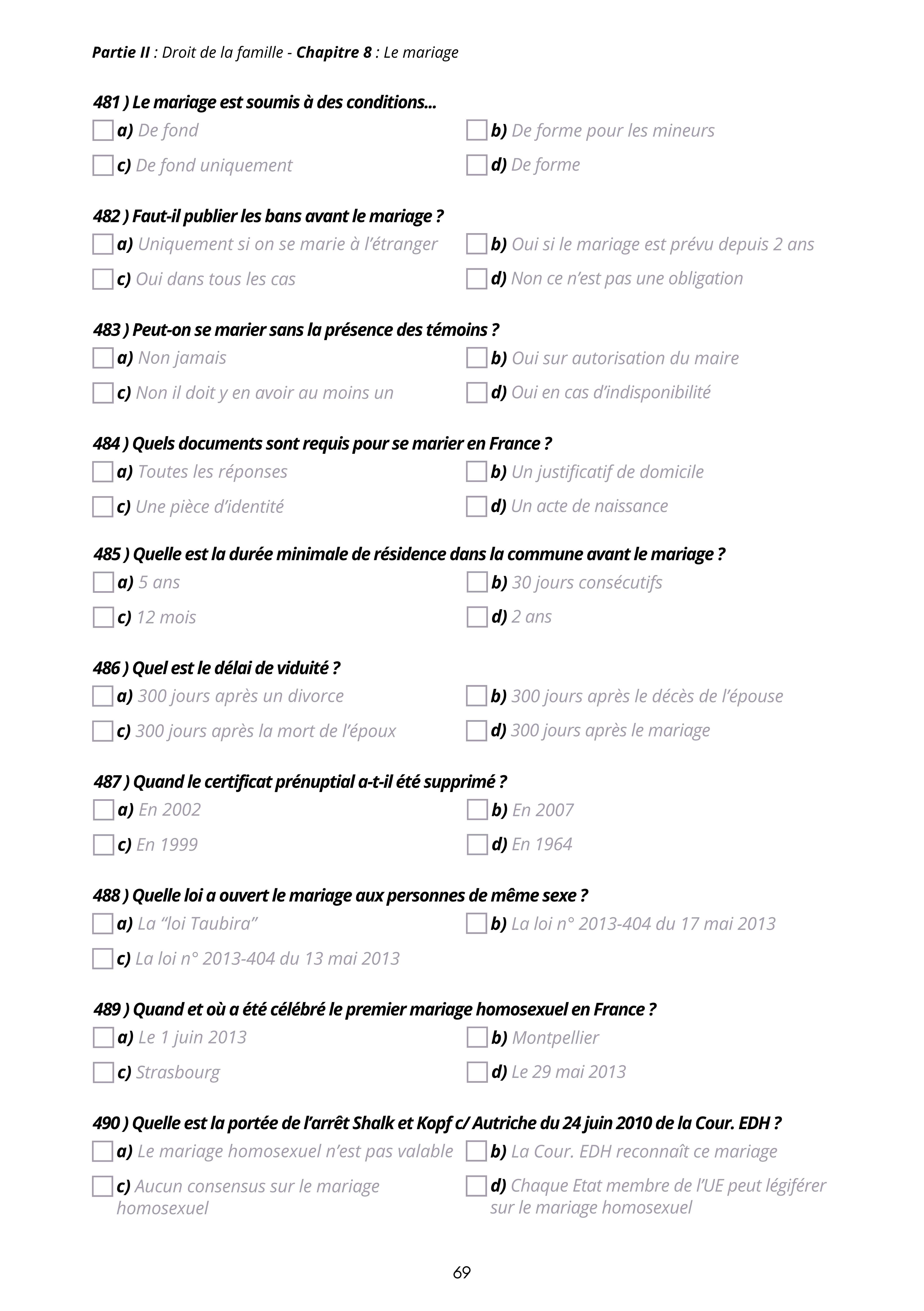 Révisez le droit des personnes et de la famille avec des QCM progressifs et des corrections détaillées - Manuel 1000 QCM Droit de la famille - Droit des personnes