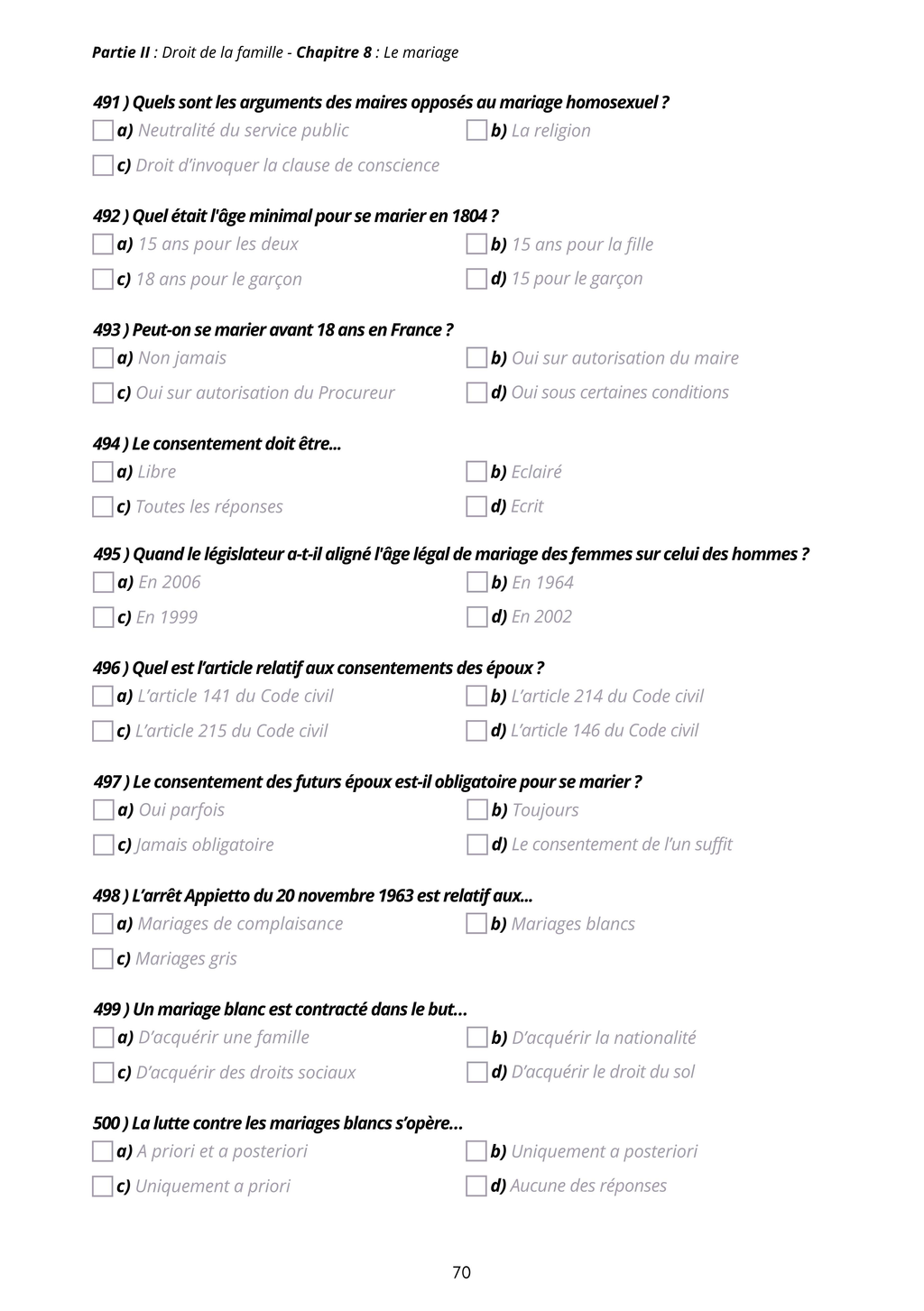 Découvrez un manuel conforme aux programmes universitaires, idéal pour la licence de droit et le CRFPA - Manuel 1000 QCM Droit de la famille - Droit des personnes