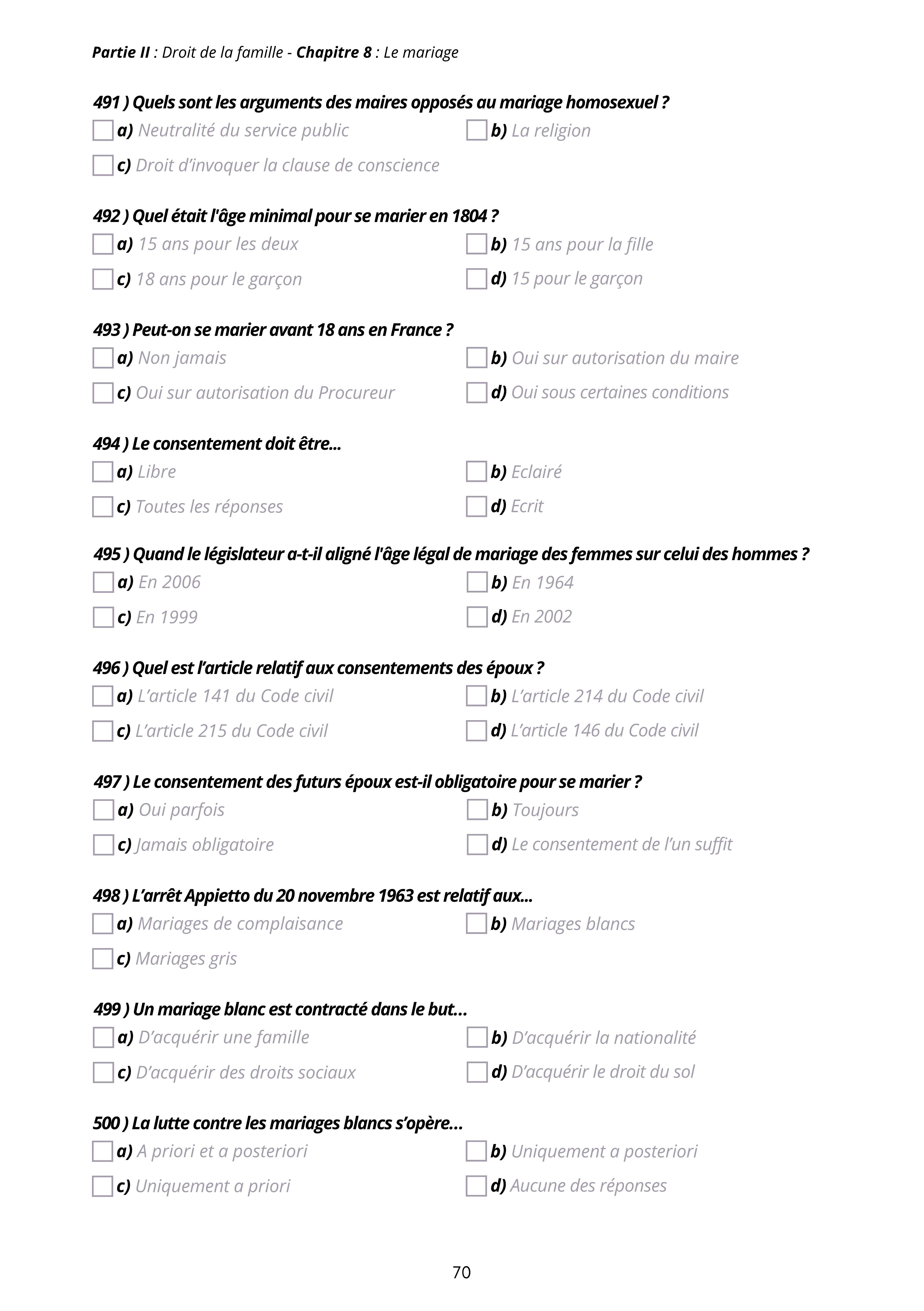 Découvrez un manuel conforme aux programmes universitaires, idéal pour la licence de droit et le CRFPA - Manuel 1000 QCM Droit de la famille - Droit des personnes