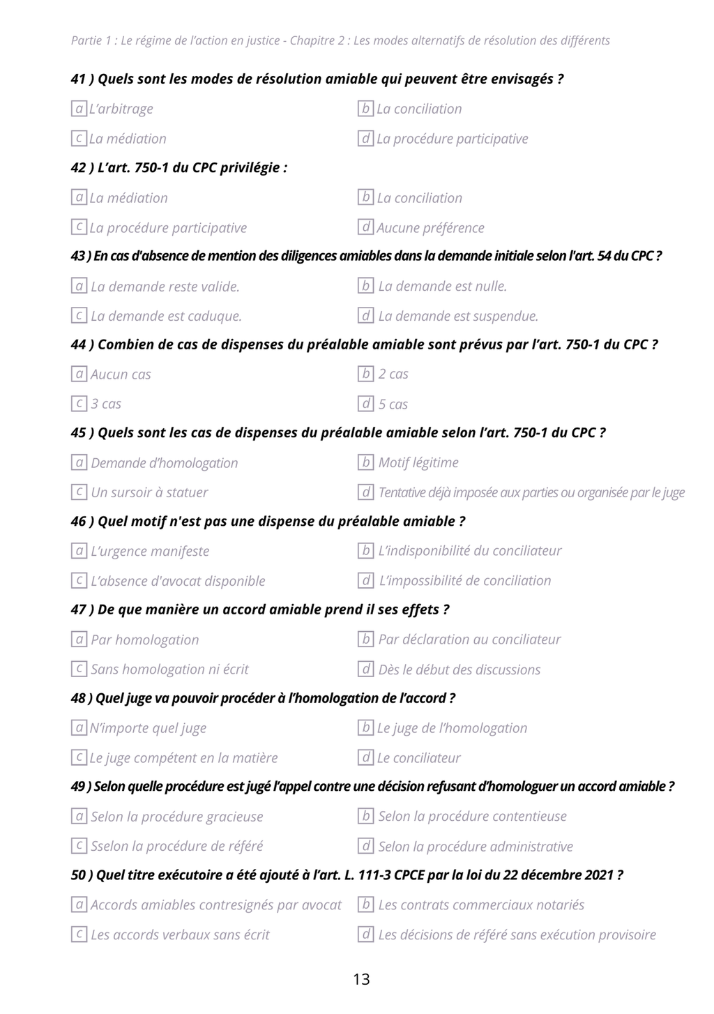 Manuel 1000 QCM Procédure Civile + correction détaillée (à jour 2026)