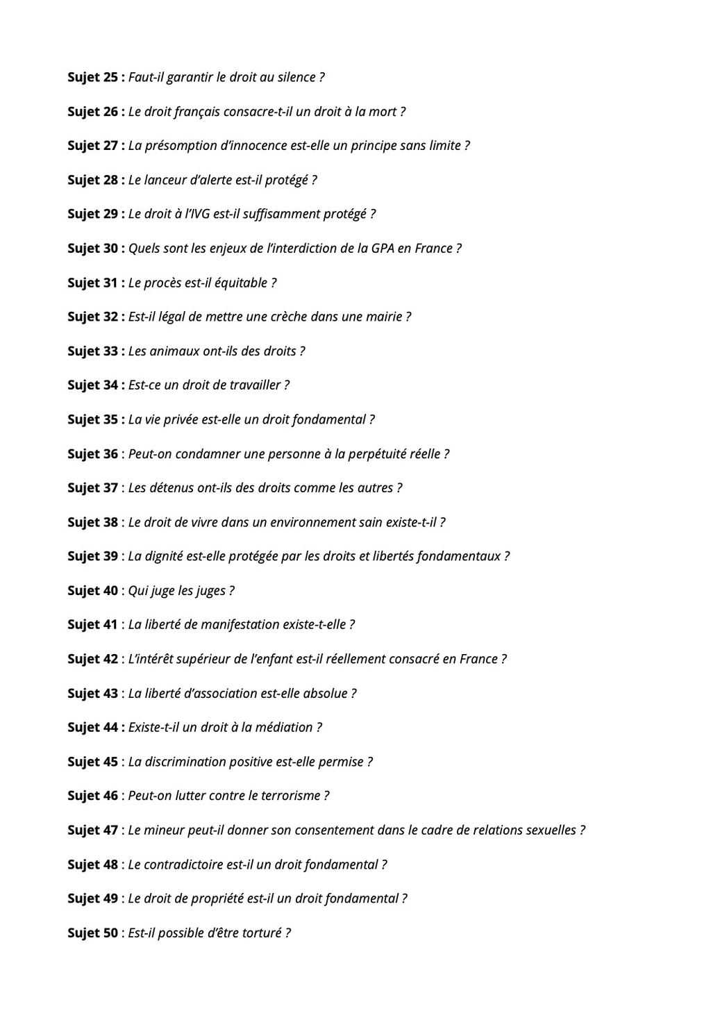 Manuel 50 Sujets du Grand Oral CRFPA